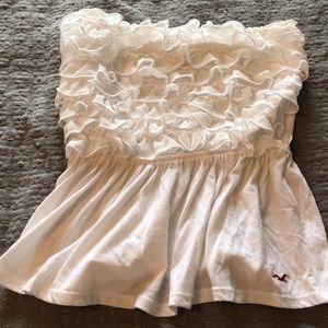 White ruffle tube top